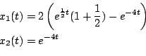 \begin{equation*}
		\begin{aligned}
		x_1(t)&= \frac{e^{\lambda t}(1+\lambda)-e^{...
		...bda t}}{\lambda}\\
		x_2(t)&=e^{-8\lambda t}\\
		\end{aligned}
		\end{equation*}